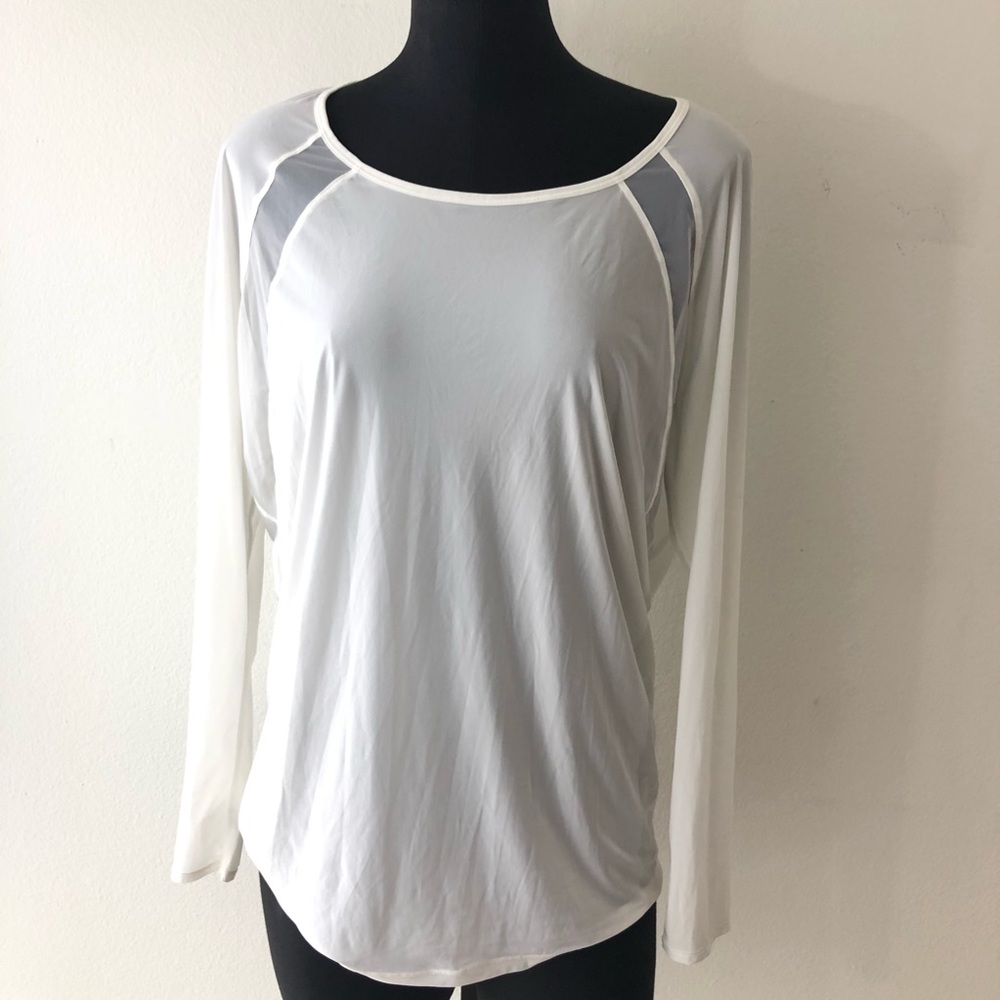 Lululemon 12 White Sheer Open Back L/S Shirt